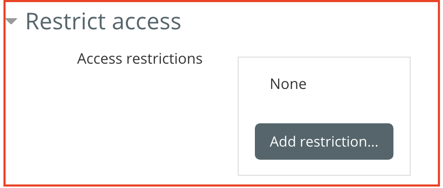 screenshot of restrict access settings...nothing has been set yet